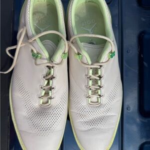 Nike White and Light Green Golf Shoes